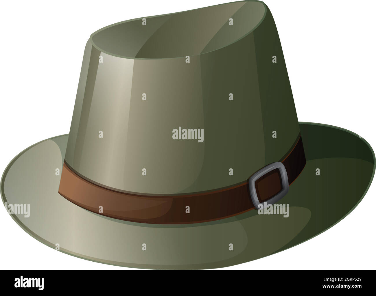 Un chapeau gris avec une ceinture marron Illustration de Vecteur