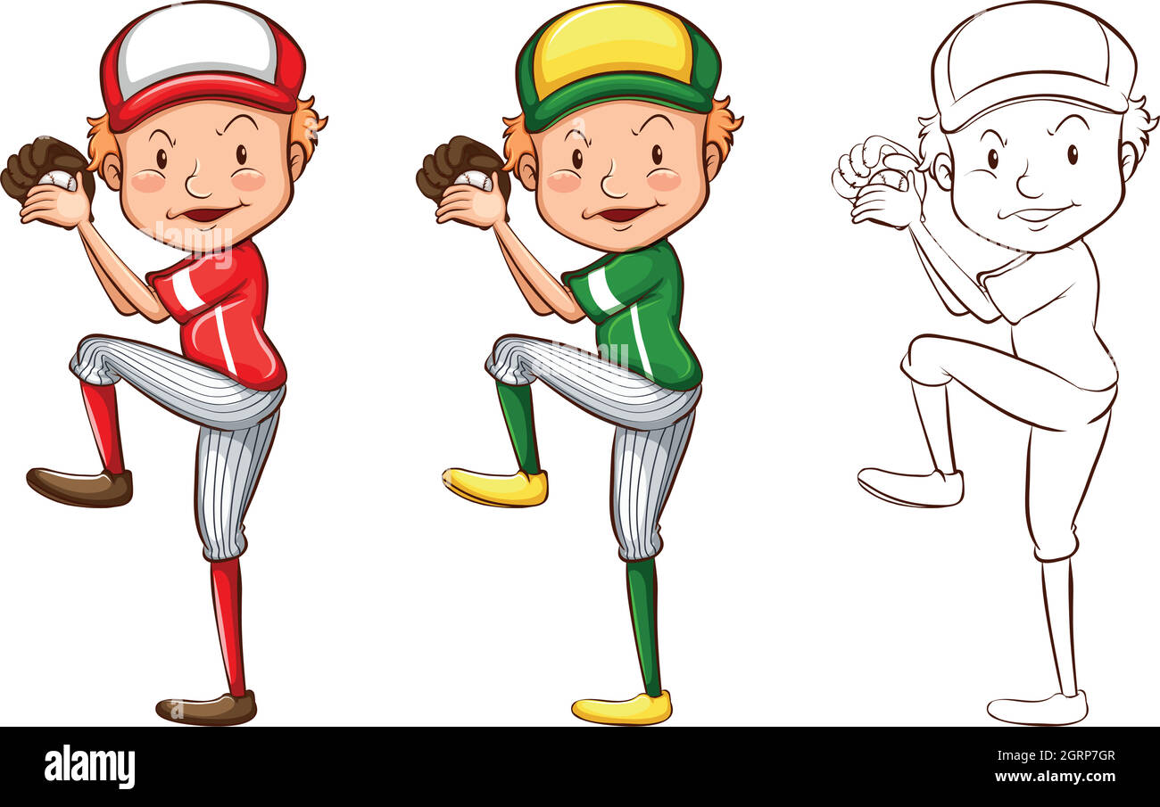 Personnage de dessin pour joueur de baseball Illustration de Vecteur