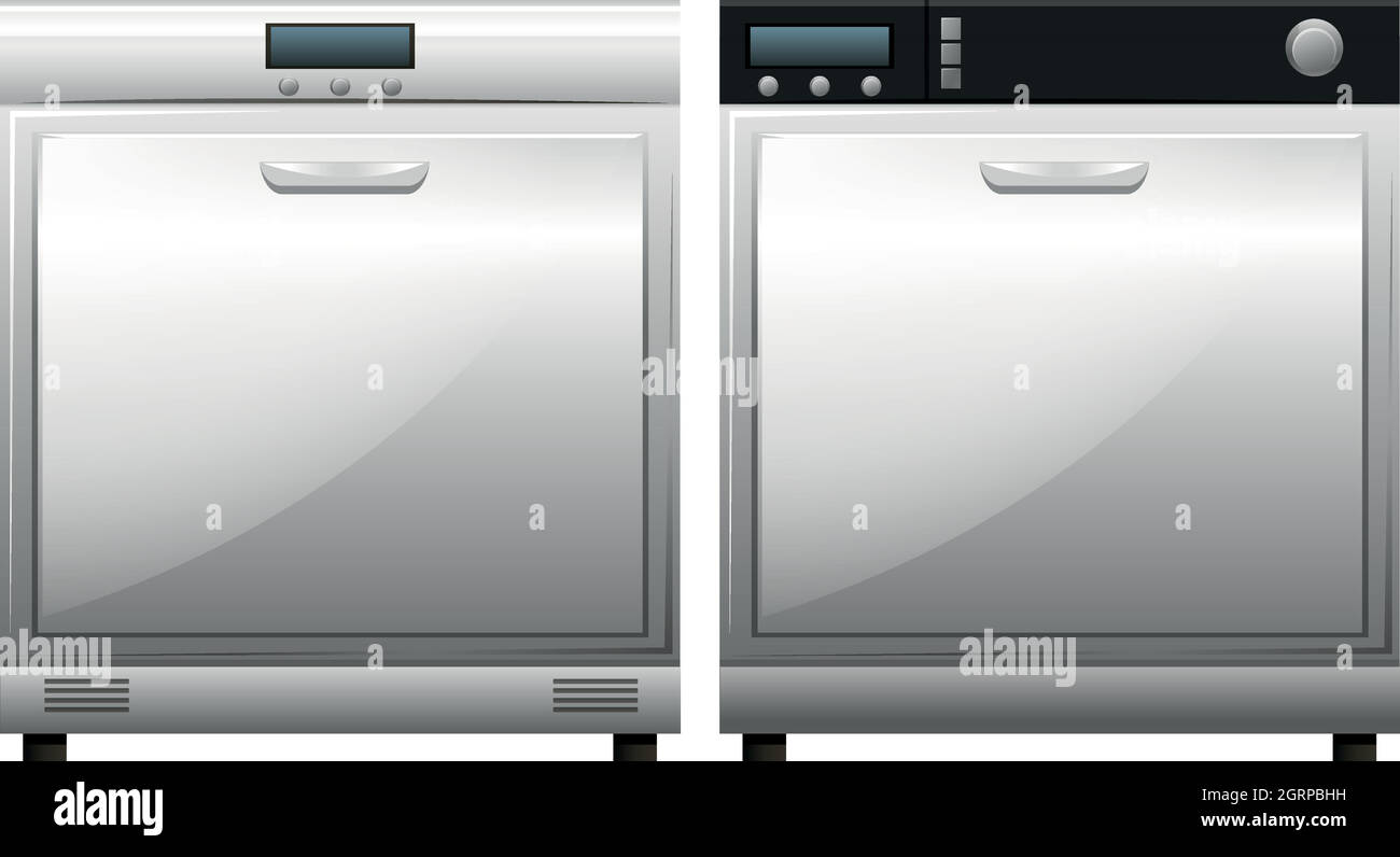 Deux machines pour laver la vaisselle Illustration de Vecteur