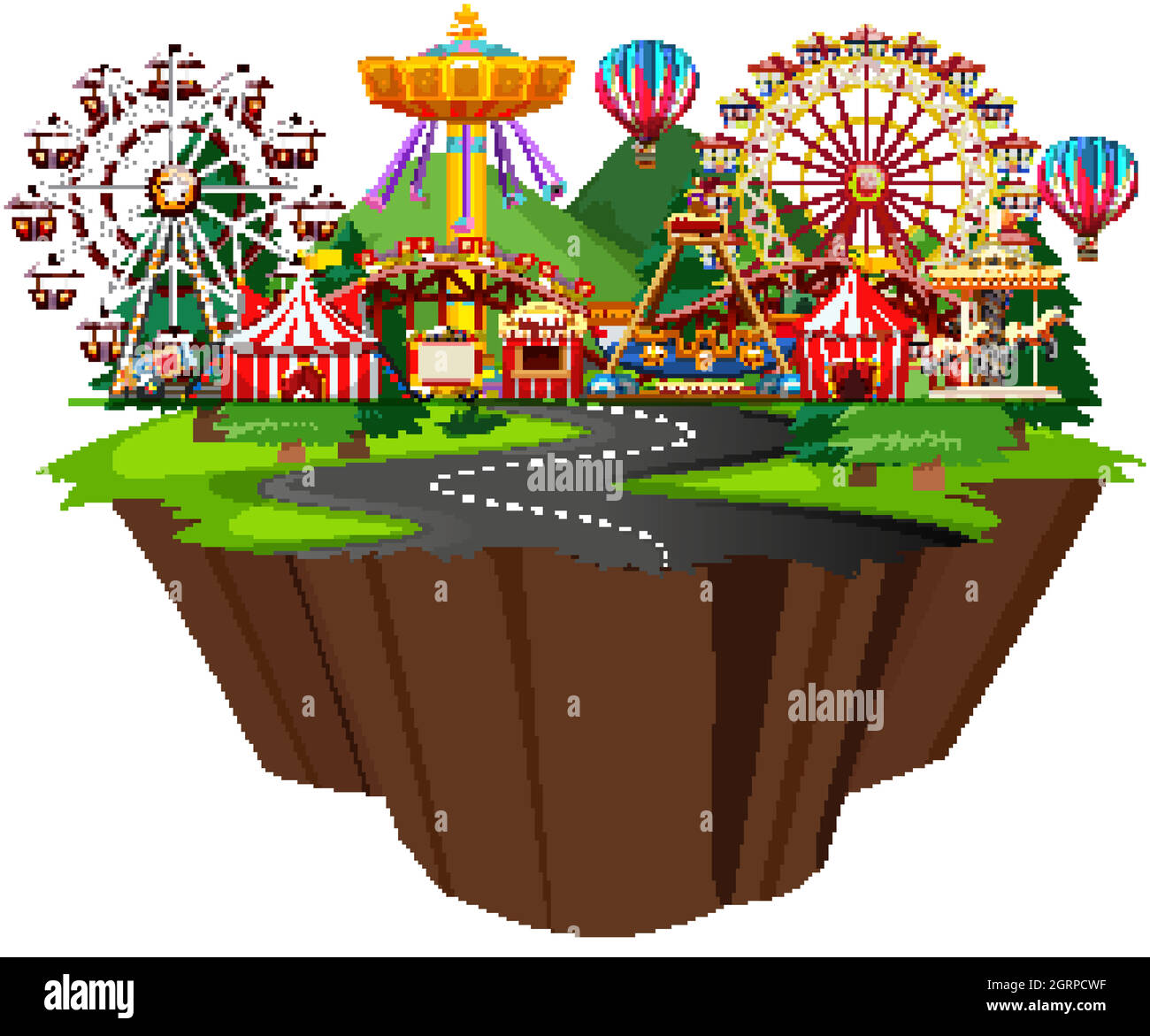 Scène avec de nombreuses manèges dans le cirque Illustration de Vecteur