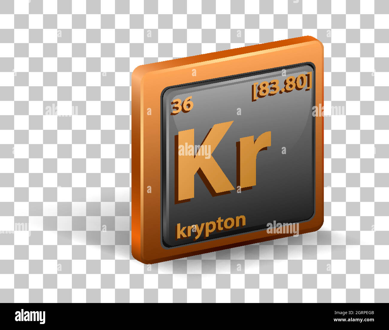 Élément chimique krypton. Symbole chimique avec numéro atomique et masse atomique. Illustration de Vecteur