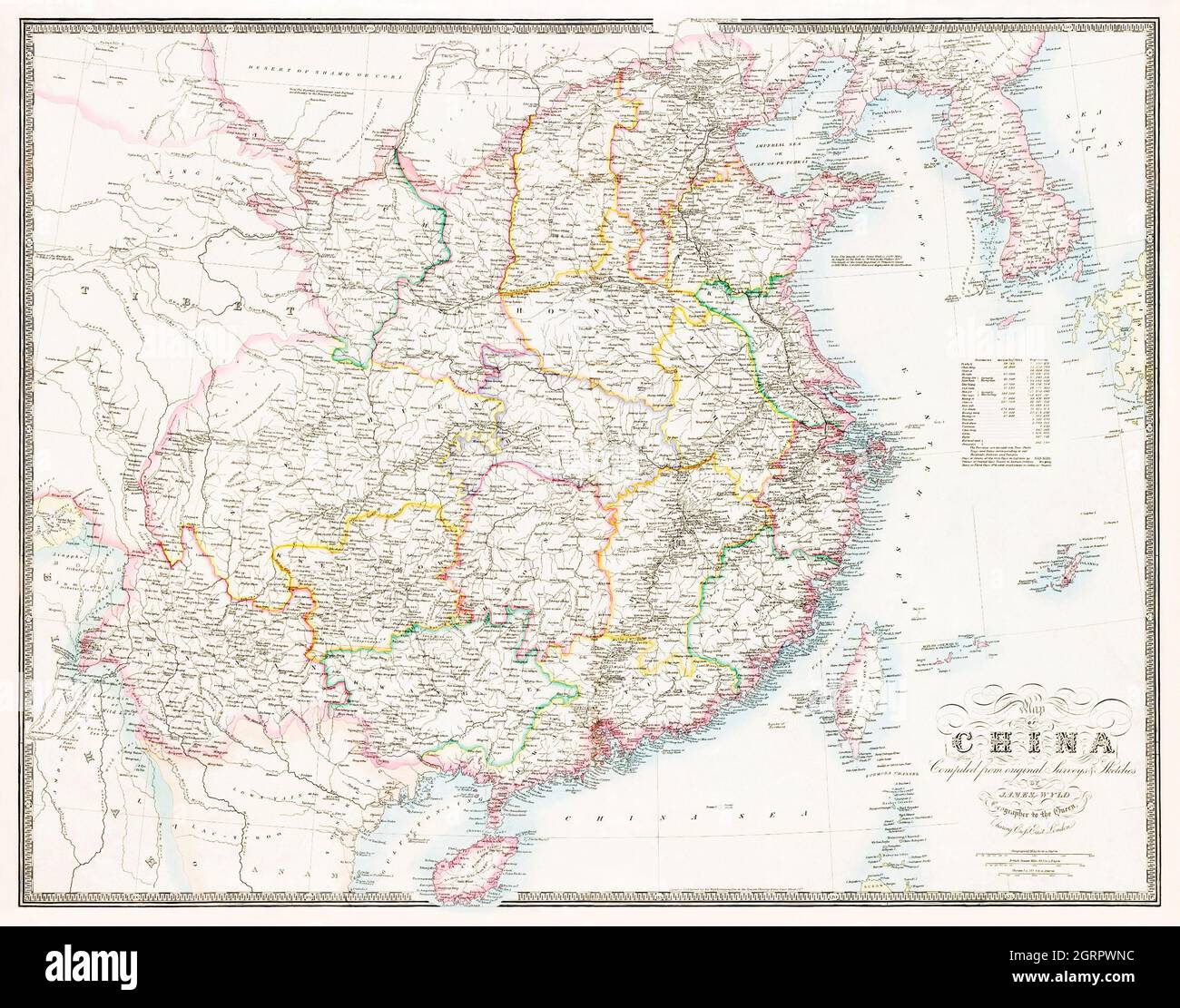 Carte de la Chine (1848) par James Wyld. Banque D'Images