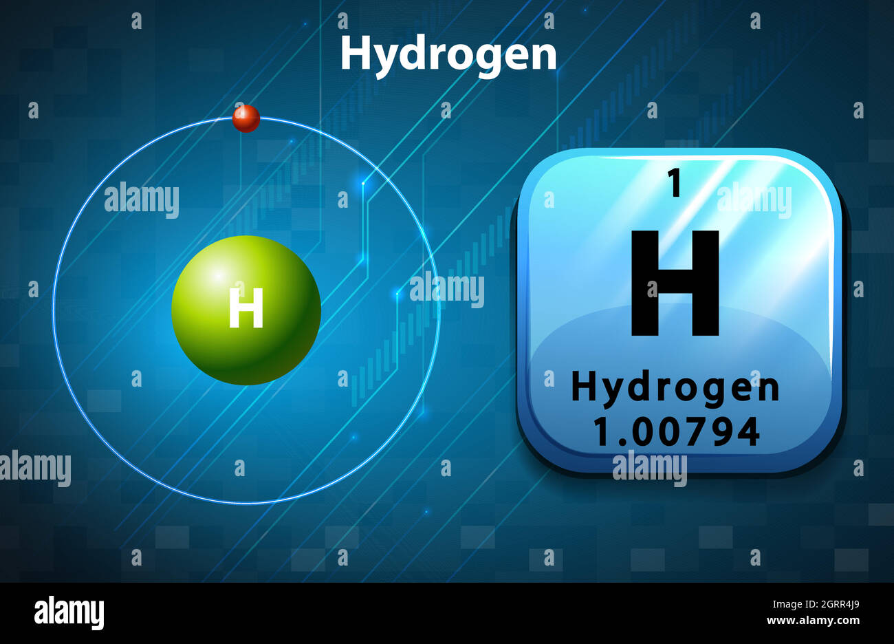 Symbole et diagramme électronique pour l'hydrogène Illustration de Vecteur