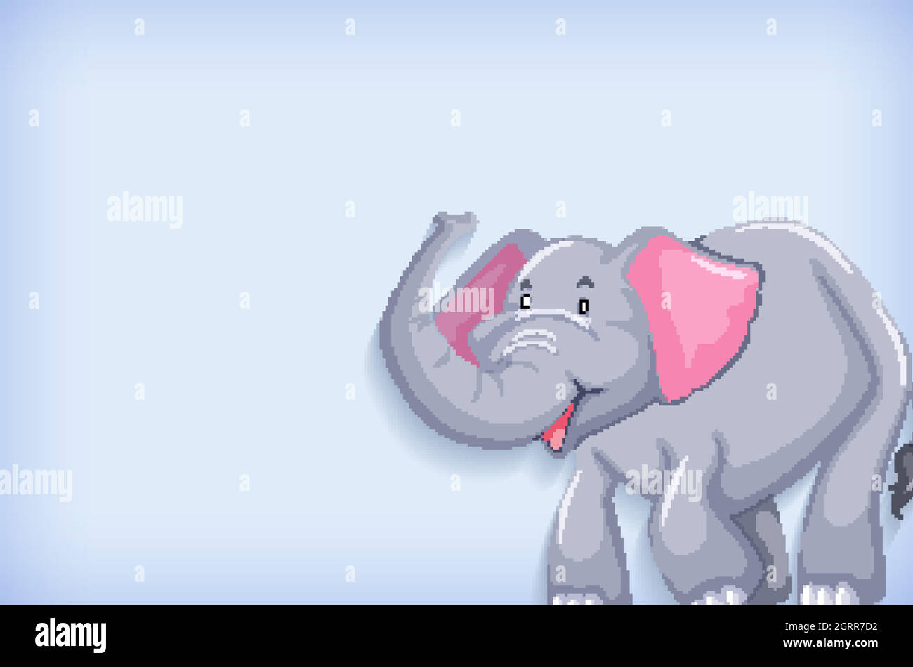 Modèle d'arrière-plan de couleur unie et joli éléphant Illustration de Vecteur