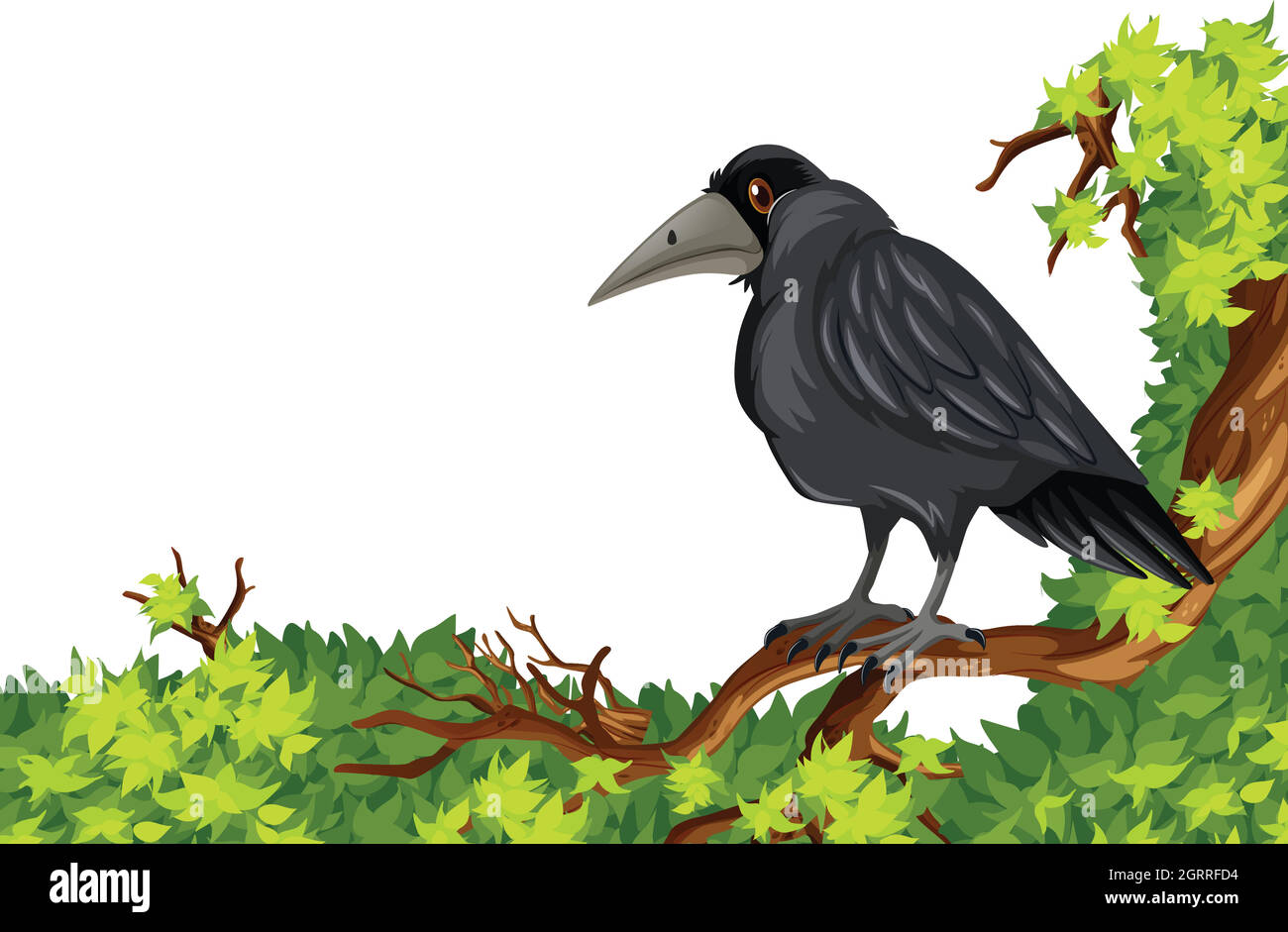 Crow debout sur la branche Illustration de Vecteur