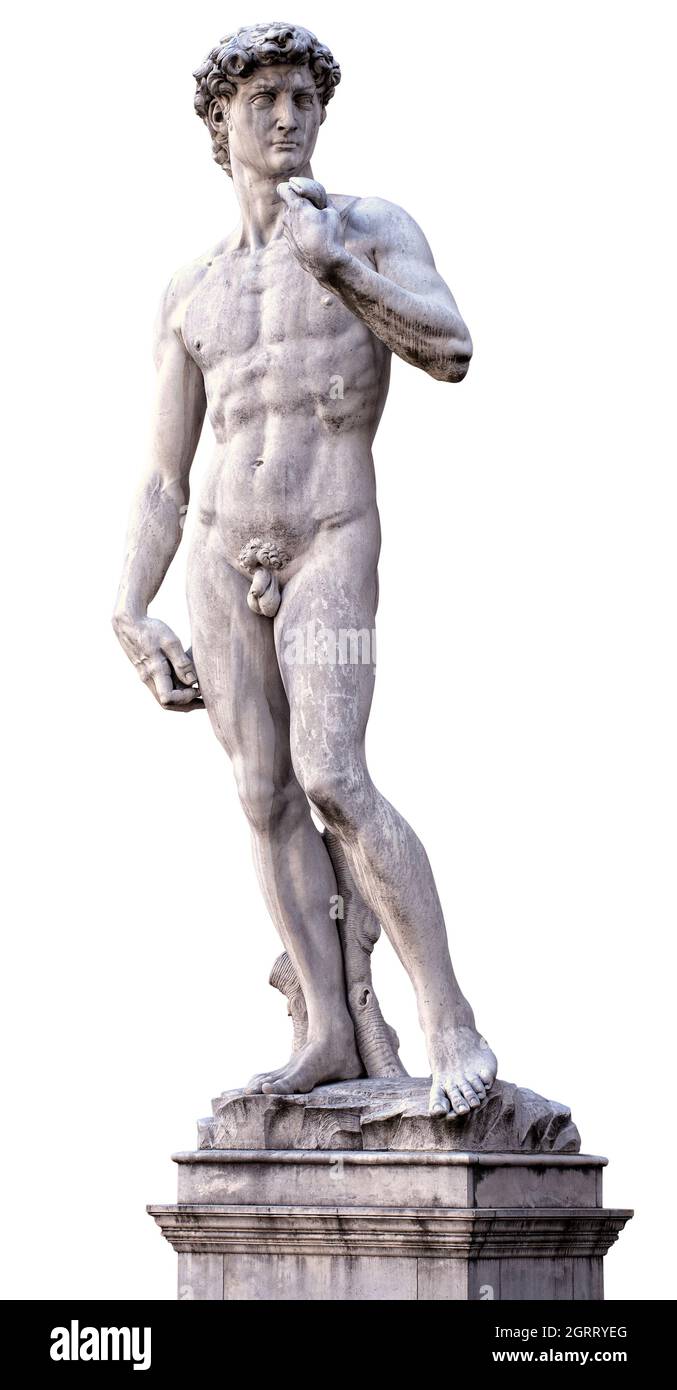 Vue sur le David de Michel-Ange isolé sur fond transparent Banque D'Images