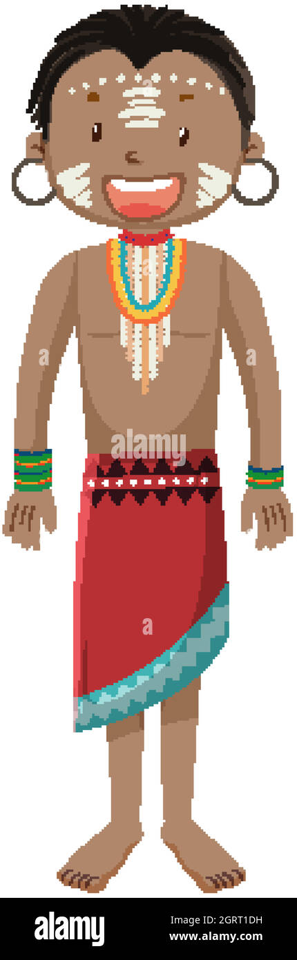 Ethnie des tribus africaines dans le personnage traditionnel de dessin animé de vêtements Illustration de Vecteur