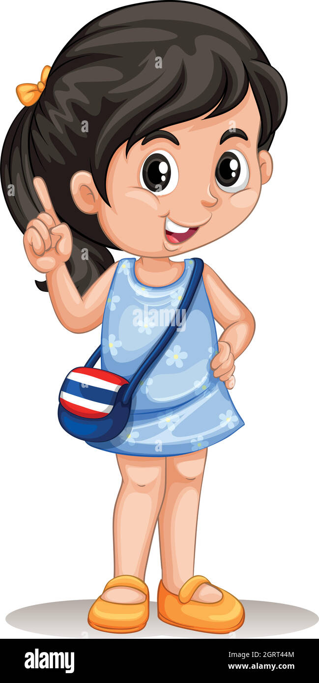 Fille thaïlandaise avec sac à main Illustration de Vecteur
