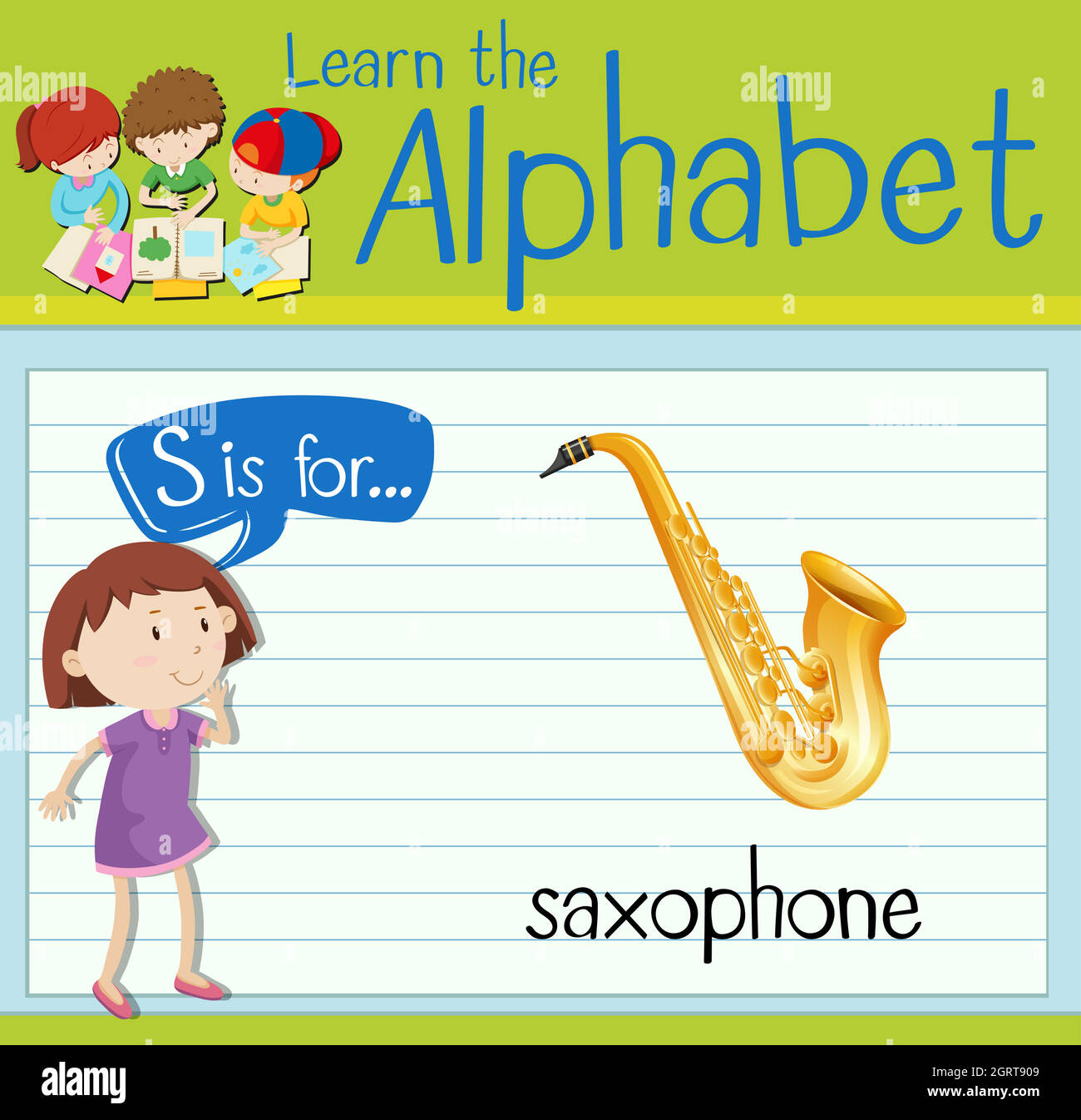 La lettre S de la carte mémoire est destinée au saxophone Illustration de Vecteur