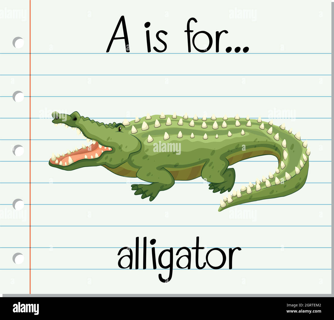 La lettre A de la carte mémoire est destinée à l'alligator Illustration de Vecteur