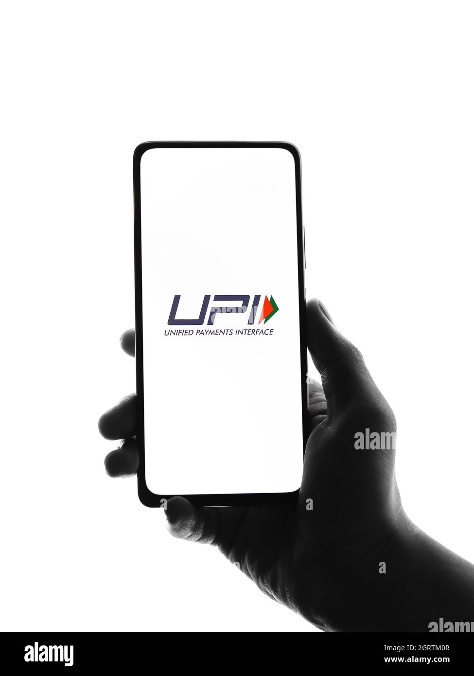 West Bangal, Inde - 28 septembre 2021 : logo UPI sur image de stock d'écran de téléphone. Banque D'Images