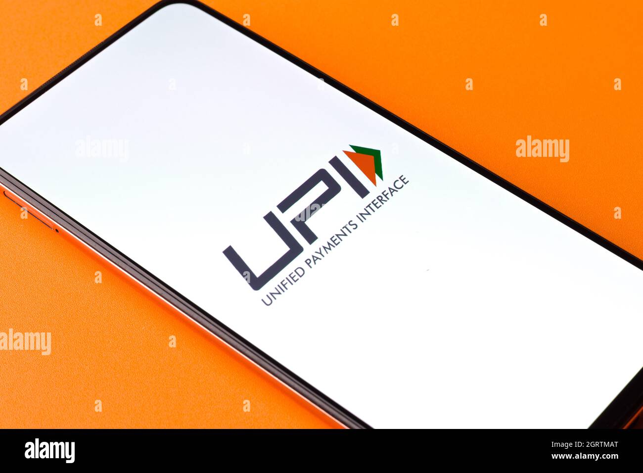 West Bangal, Inde - 28 septembre 2021 : logo UPI sur image de stock d'écran de téléphone. Banque D'Images