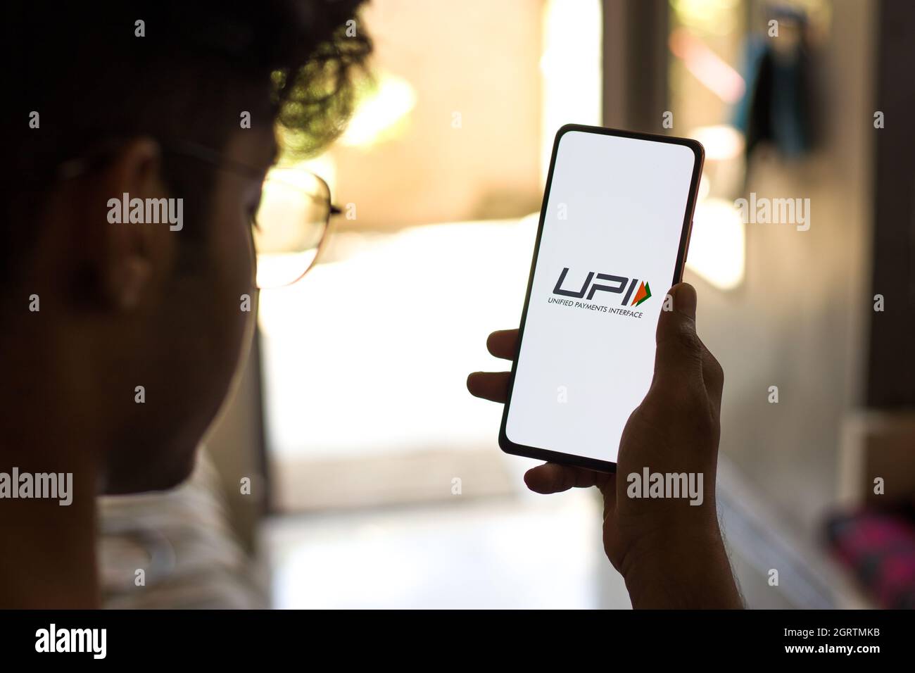West Bangal, Inde - 28 septembre 2021 : logo UPI sur image de stock d'écran de téléphone. Banque D'Images
