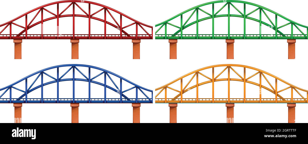 Quatre ponts colorés Illustration de Vecteur