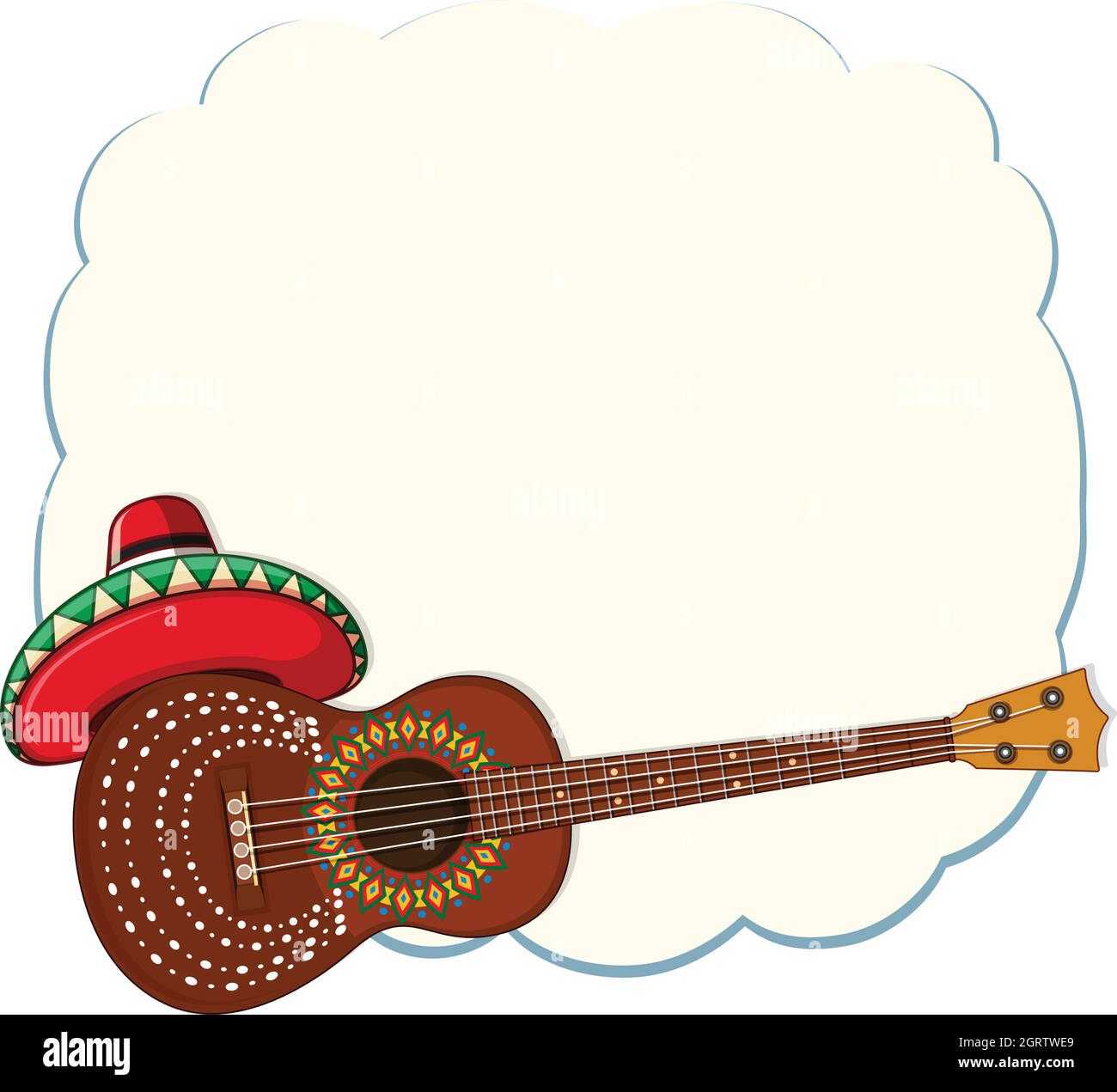 Modèle de guitare classique de style mexicain Illustration de Vecteur