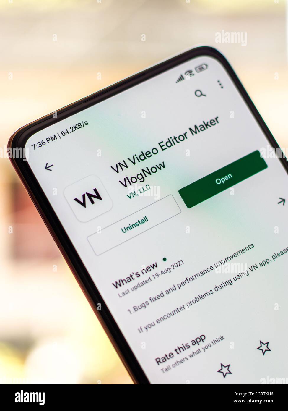 West Bangal, Inde - 28 septembre 2021 : logo VN sur l'image du stock d'écran du téléphone. Banque D'Images