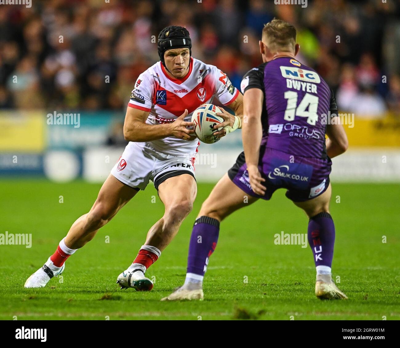 Jonny Lomax (6) de St Helens en action, le 10/1/2021. (Photo de Craig Thomas/News Images/Sipa USA) crédit: SIPA USA/Alay Live News Banque D'Images