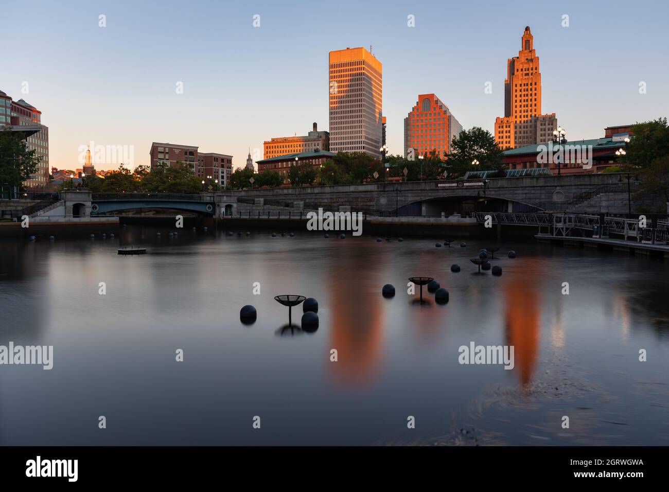 Centre-ville de Providence au coucher du soleil Banque D'Images