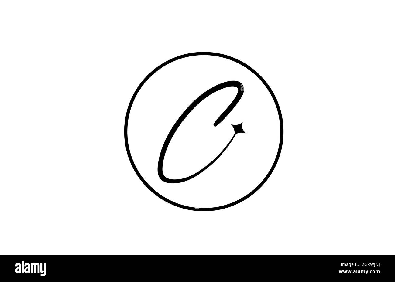 Lettre C pour les affaires avec étoile et cercle. Lettrage simple et élégant pour l'entreprise. Image de marque de l'entreprise en blanc et noir Illustration de Vecteur