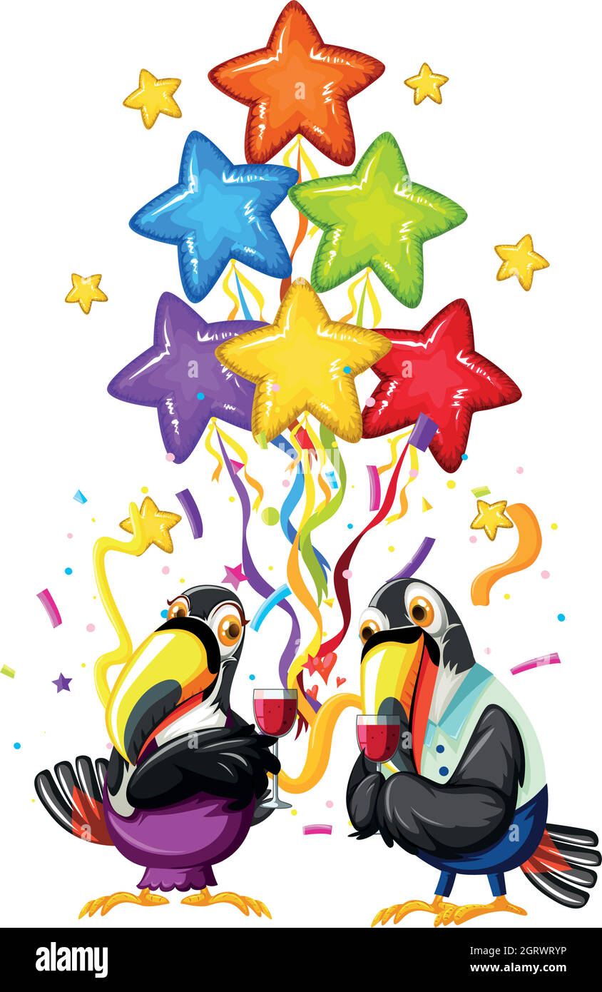 Modèle anniversaire Toucan Illustration de Vecteur