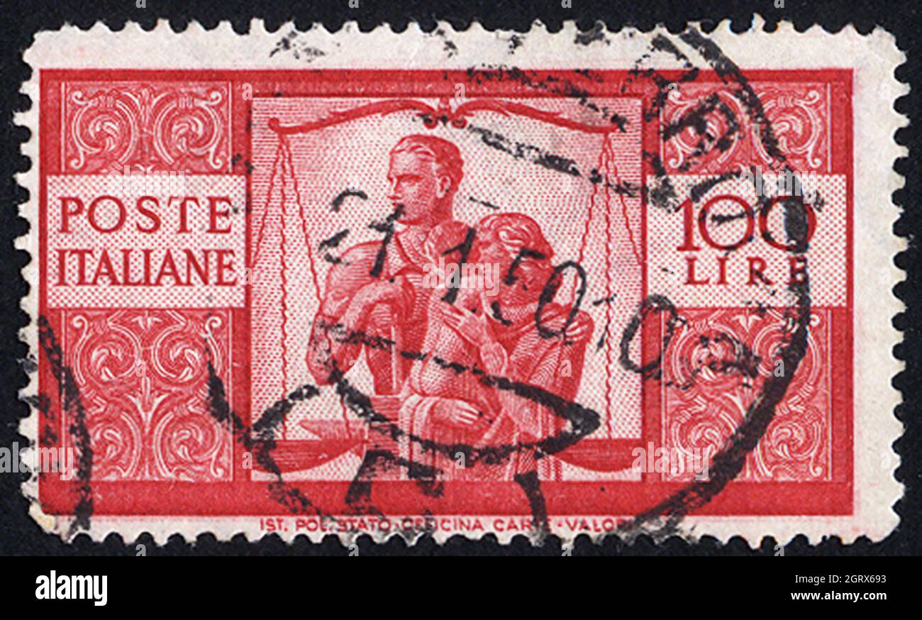 Timbres-poste de l'Italie. Timbre imprimé en Italie. Timbre imprimé par  l'Italie Photo Stock - Alamy