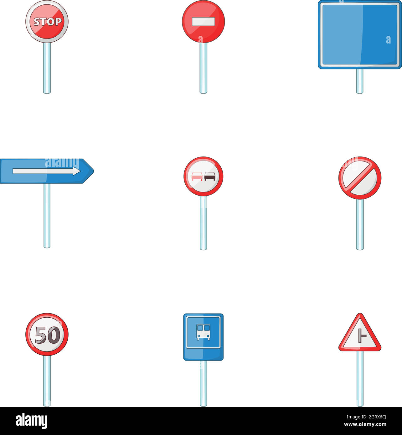 Panneau de circulation icons set, cartoon style Illustration de Vecteur