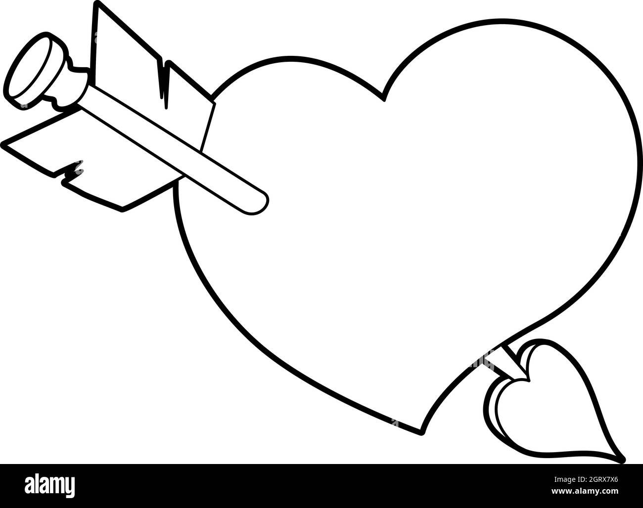 Coeur avec icône flèche vers le style du contour, Illustration de Vecteur