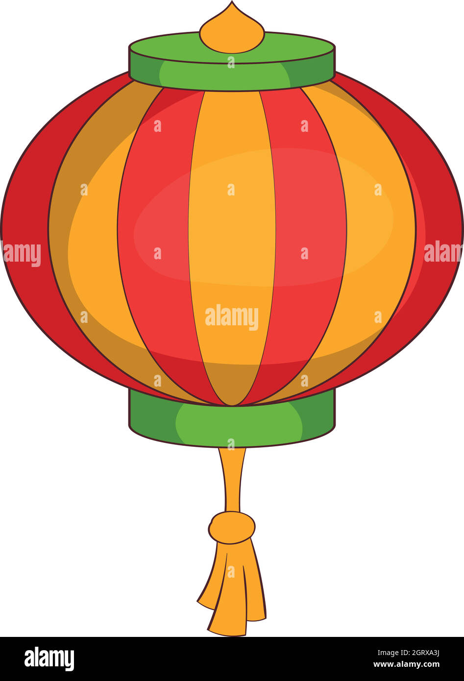 Lanterne chinoise rouge, icône de style cartoon Illustration de Vecteur