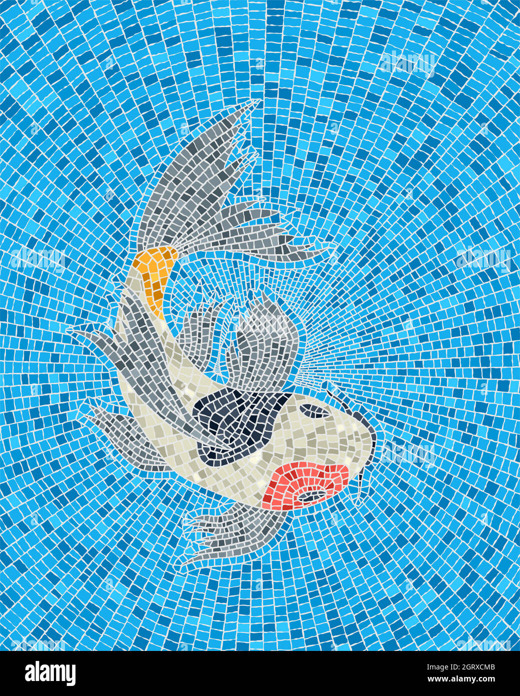 Mosaïque de poissons carpe koï Illustration de Vecteur