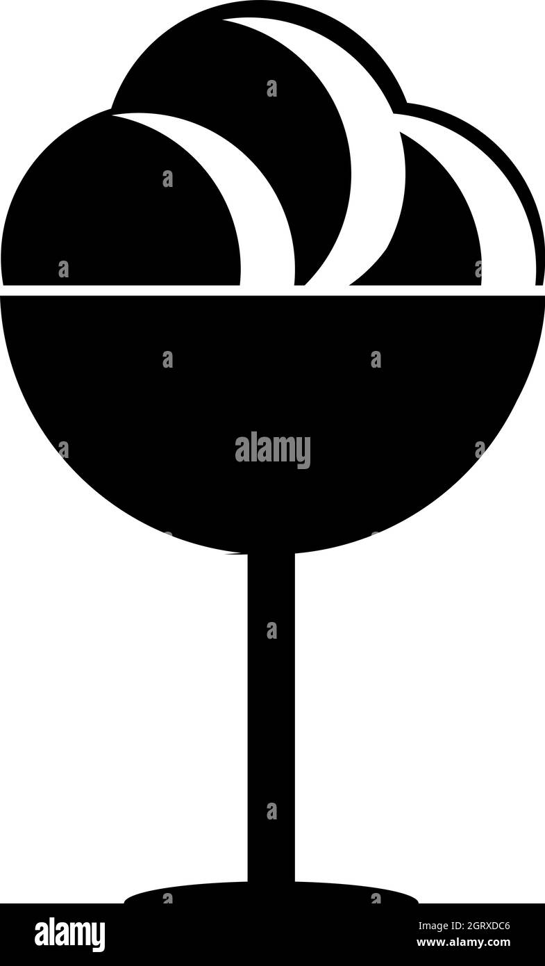 Boules rondes de crème glacée au style simple, l'icône de tasse Illustration de Vecteur