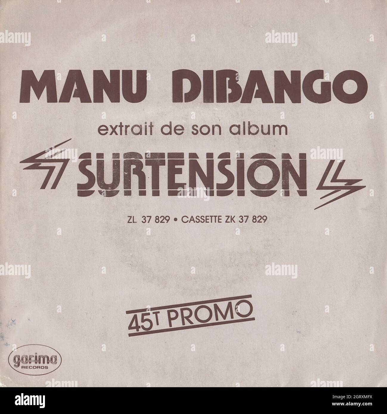 Manu Dibango - Extrait de son album ''Sourtenset' Promo 45rpm - Vintage Vinyl Record Cover Banque D'Images