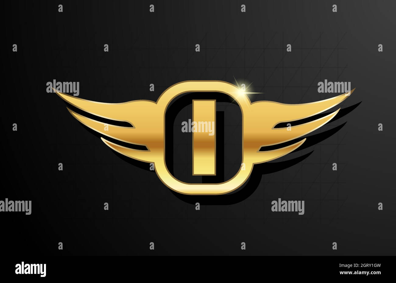 I lettre dorée lettre logo alphabet pour les affaires et la compagnie avec la couleur jaune. Perles et lettrage d'entreprise avec motif et aile en métal doré Illustration de Vecteur