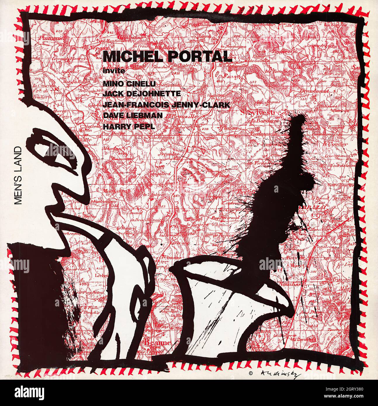 Michel Portal - terrain pour hommes - couverture Vintage Vinyl Record Banque D'Images