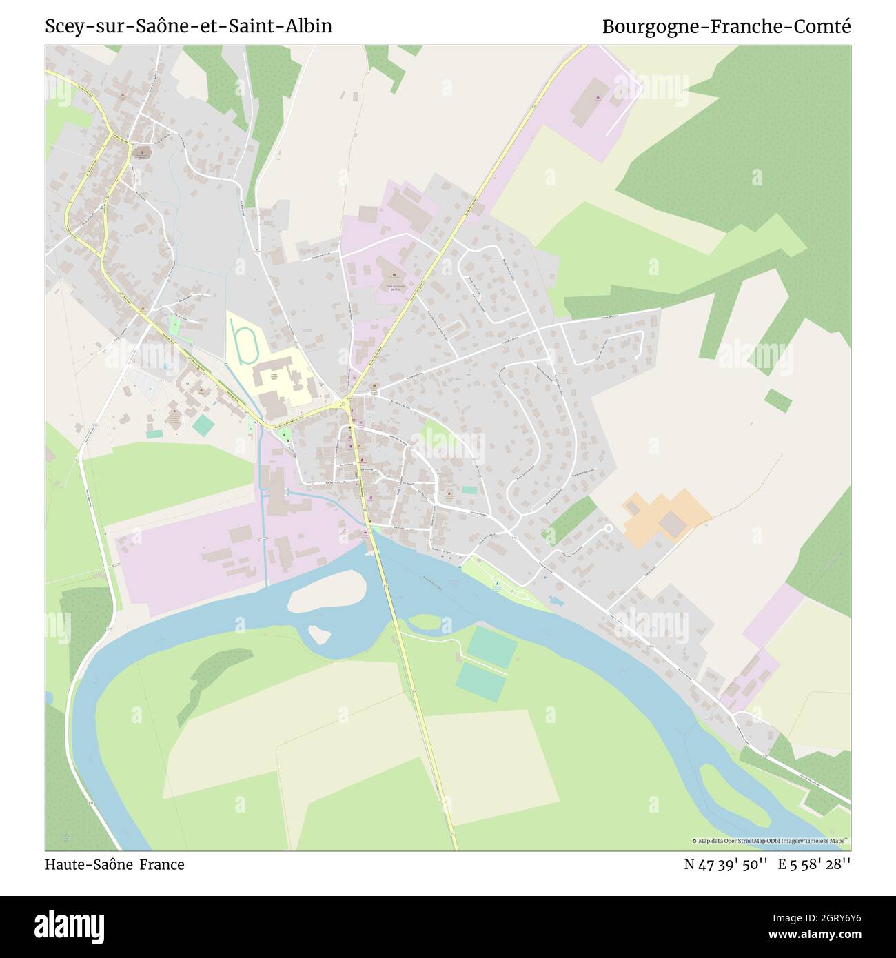 Scey-sur-Saône-et-Saint-Albin, haute-Saône, France, Bourgogne-Franche-Comté, N 47 39' 50'', E 5 58' 28'', carte, carte intemporelle publiée en 2021.Les voyageurs, les explorateurs et les aventuriers comme Florence Nightingale, David Livingstone, Ernest Shackleton, Lewis et Clark et Sherlock Holmes se sont appuyés sur des cartes pour planifier leurs voyages dans les coins les plus reculés du monde. Timeless Maps dresse la carte de la plupart des sites du monde, montrant ainsi la réalisation de grands rêves Banque D'Images