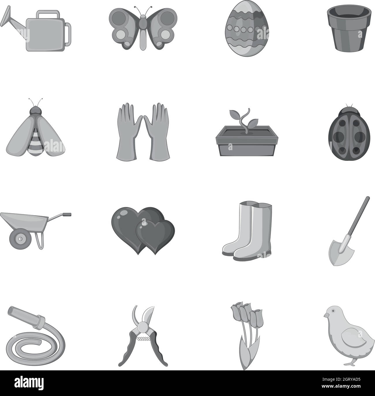 Jeu d'icônes de ressort, style monochrome Illustration de Vecteur