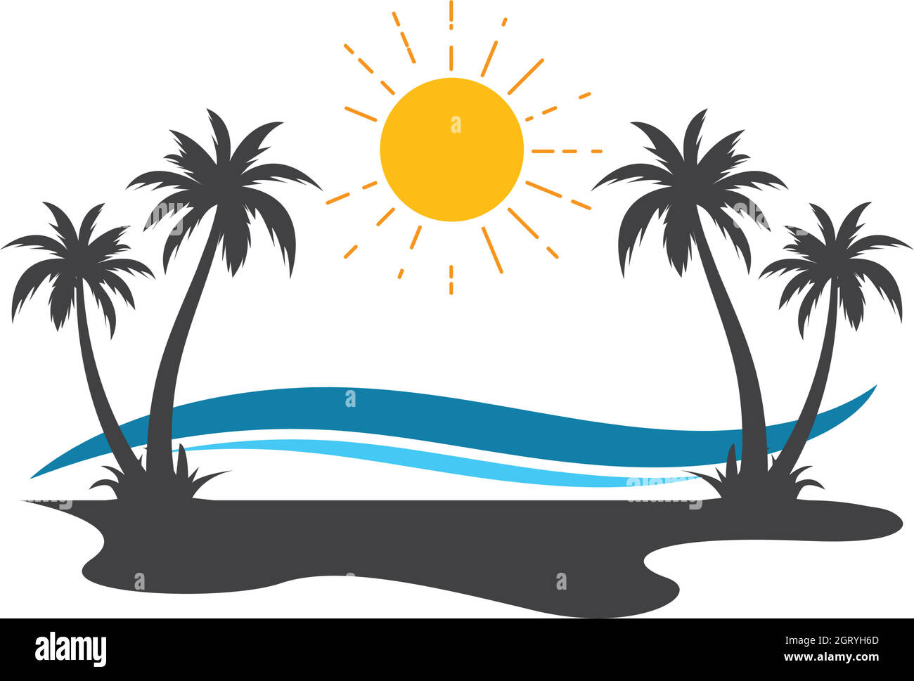 Icône de palmier représentant l'été et illustration vectorielle du logo de voyage Illustration de Vecteur