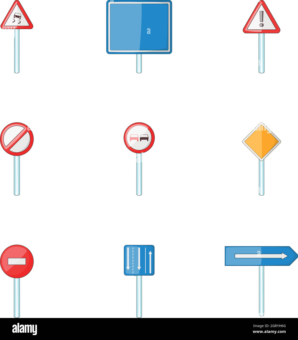 Road sign icons set, cartoon style Illustration de Vecteur