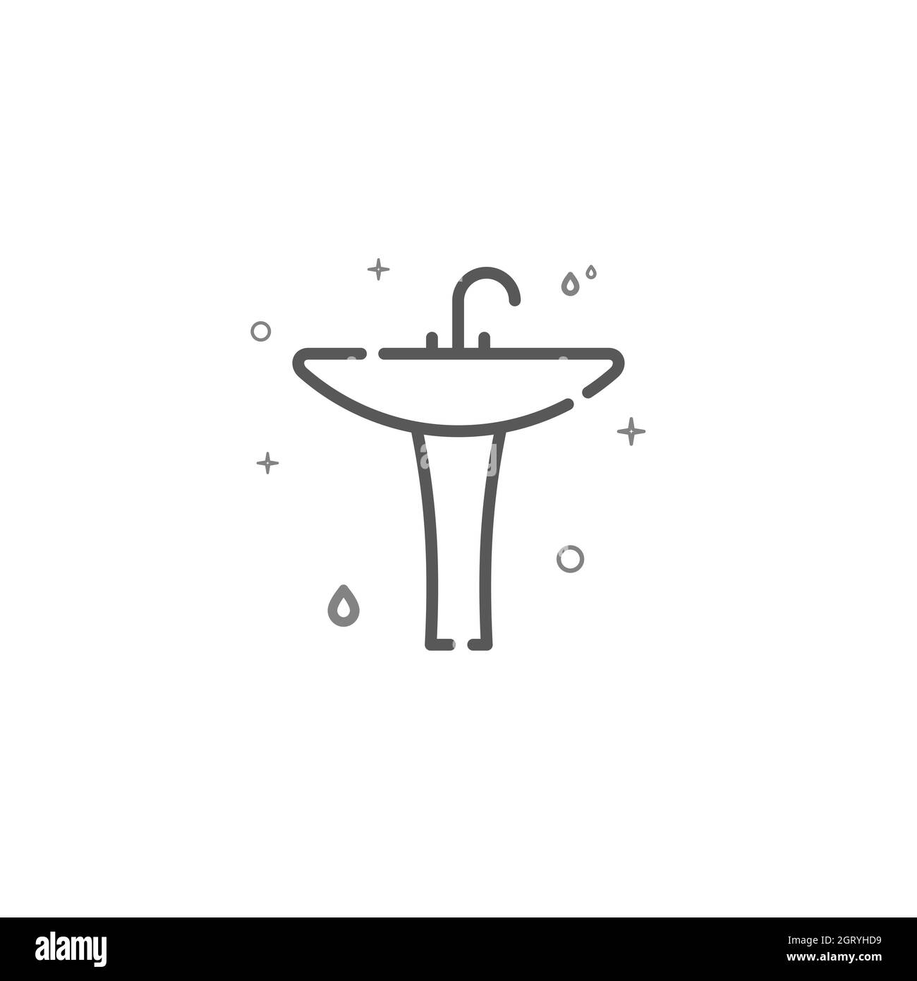 Icône de ligne simple de lavabo sur pied. Symbole de plomberie,  pictogramme, panneau isolé sur fond blanc. Contour modifiable. Régler  l'épaisseur de ligne Photo Stock - Alamy