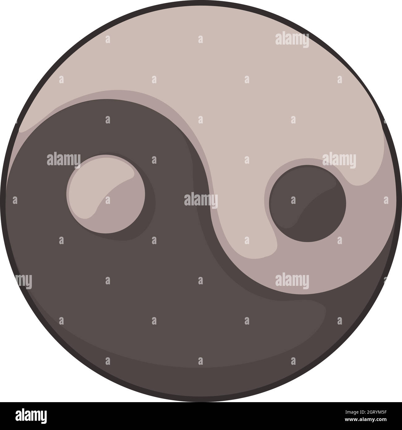 Ying Yang style cartoon, icône Illustration de Vecteur