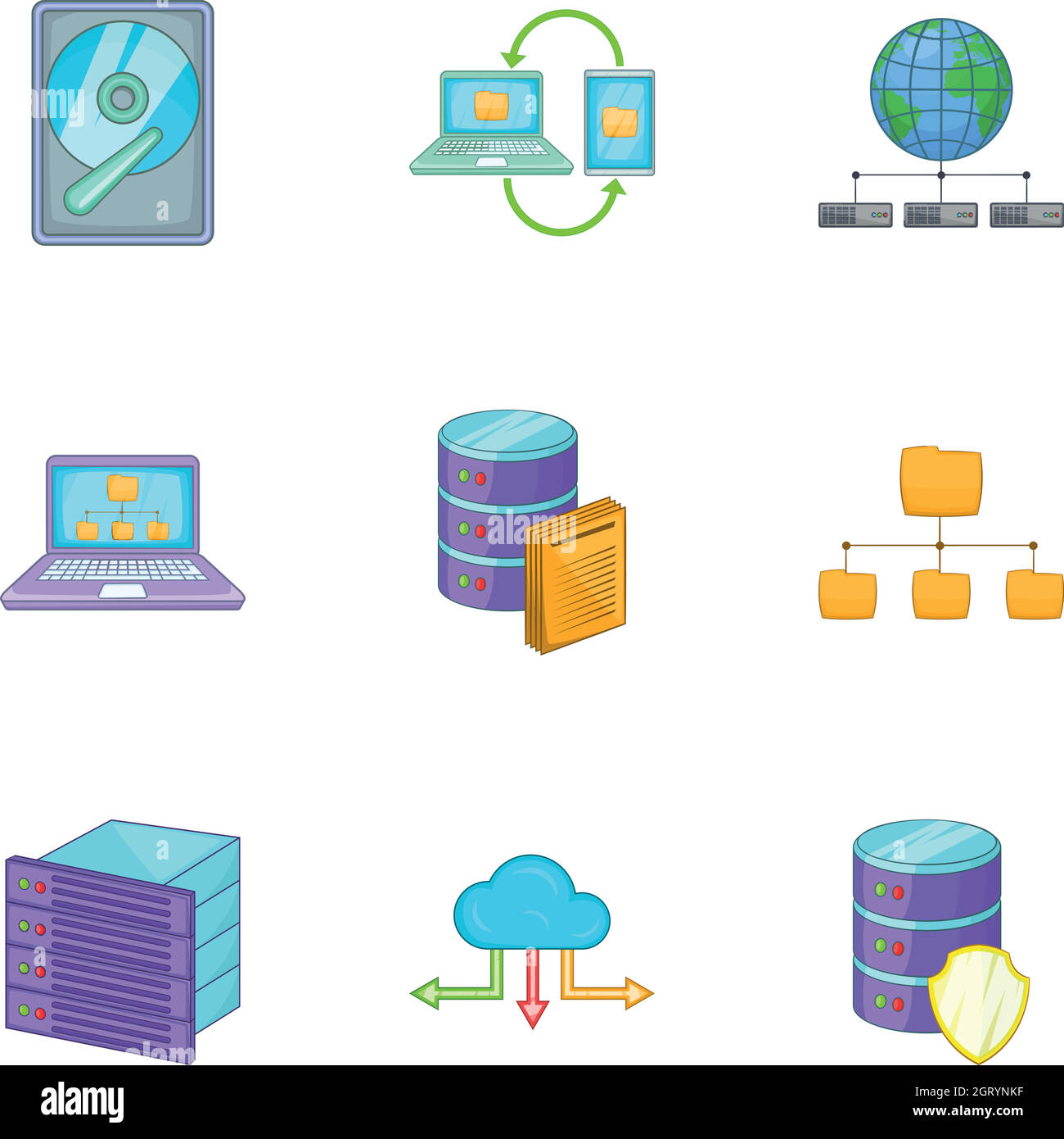 Ensemble d'icônes de service réseau d'ordinateur d'hébergement Illustration de Vecteur