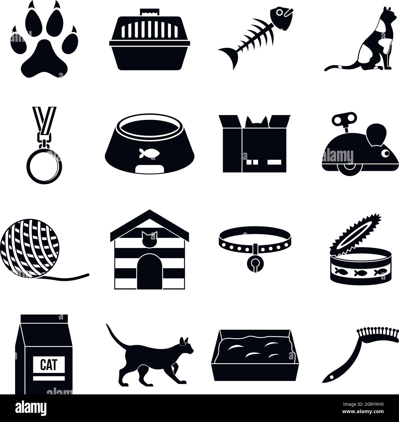 Outils de soins chat icons set, le style simple Illustration de Vecteur