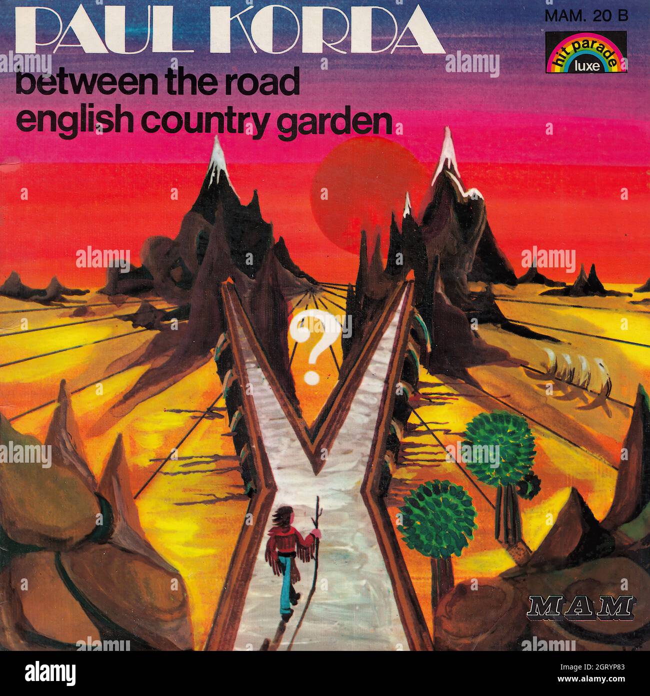 Paul Korda - entre la route - jardin de campagne anglais 45rpm - Vintage Vinyl Record Cover Banque D'Images