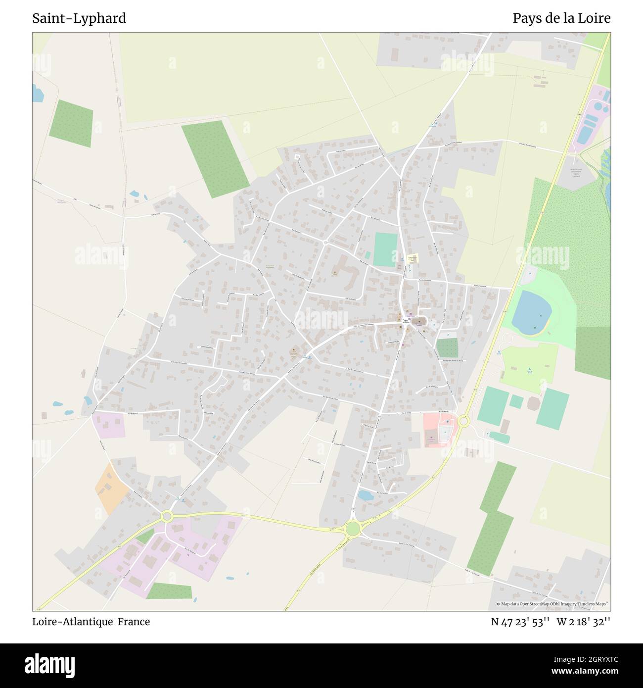 Saint-Lyphard, Loire-Atlantique, France, pays de la Loire, N 47 23' 53'', W 2 18' 32'', carte, carte intemporelle publiée en 2021.Les voyageurs, les explorateurs et les aventuriers comme Florence Nightingale, David Livingstone, Ernest Shackleton, Lewis et Clark et Sherlock Holmes se sont appuyés sur des cartes pour planifier leurs voyages dans les coins les plus reculés du monde. Timeless Maps dresse la carte de la plupart des sites du monde, montrant ainsi la réalisation de grands rêves Banque D'Images