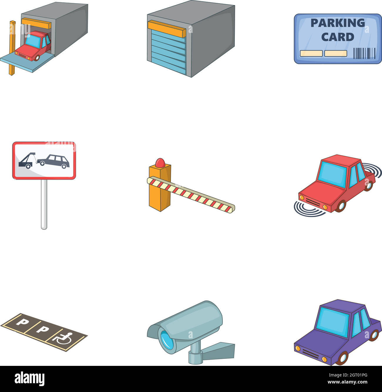 Service de voiture, cartoon style icons set Illustration de Vecteur