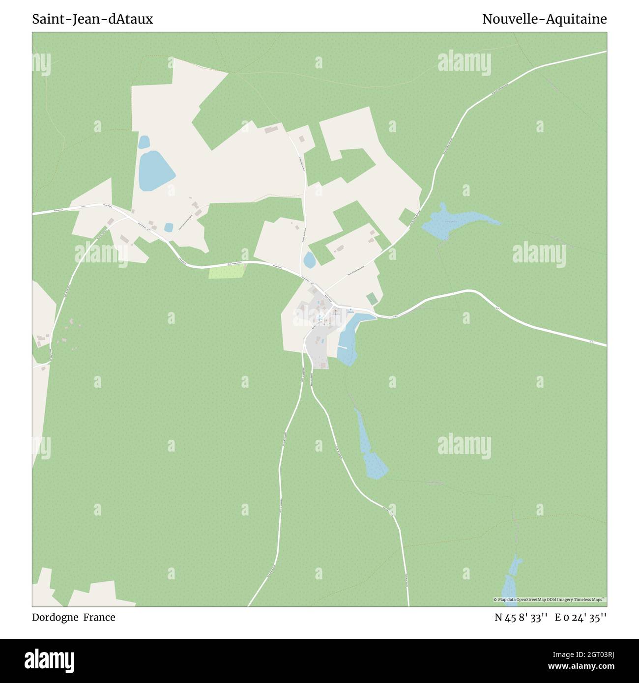 Saint-Jean-dAtaux, Dordogne, France, Nouvelle-Aquitaine, N 45 8' 33'', E 0 24' 35'', carte, carte intemporelle publiée en 2021.Les voyageurs, les explorateurs et les aventuriers comme Florence Nightingale, David Livingstone, Ernest Shackleton, Lewis et Clark et Sherlock Holmes se sont appuyés sur des cartes pour planifier leurs voyages dans les coins les plus reculés du monde. Timeless Maps dresse la carte de la plupart des sites du monde, montrant ainsi la réalisation de grands rêves Banque D'Images