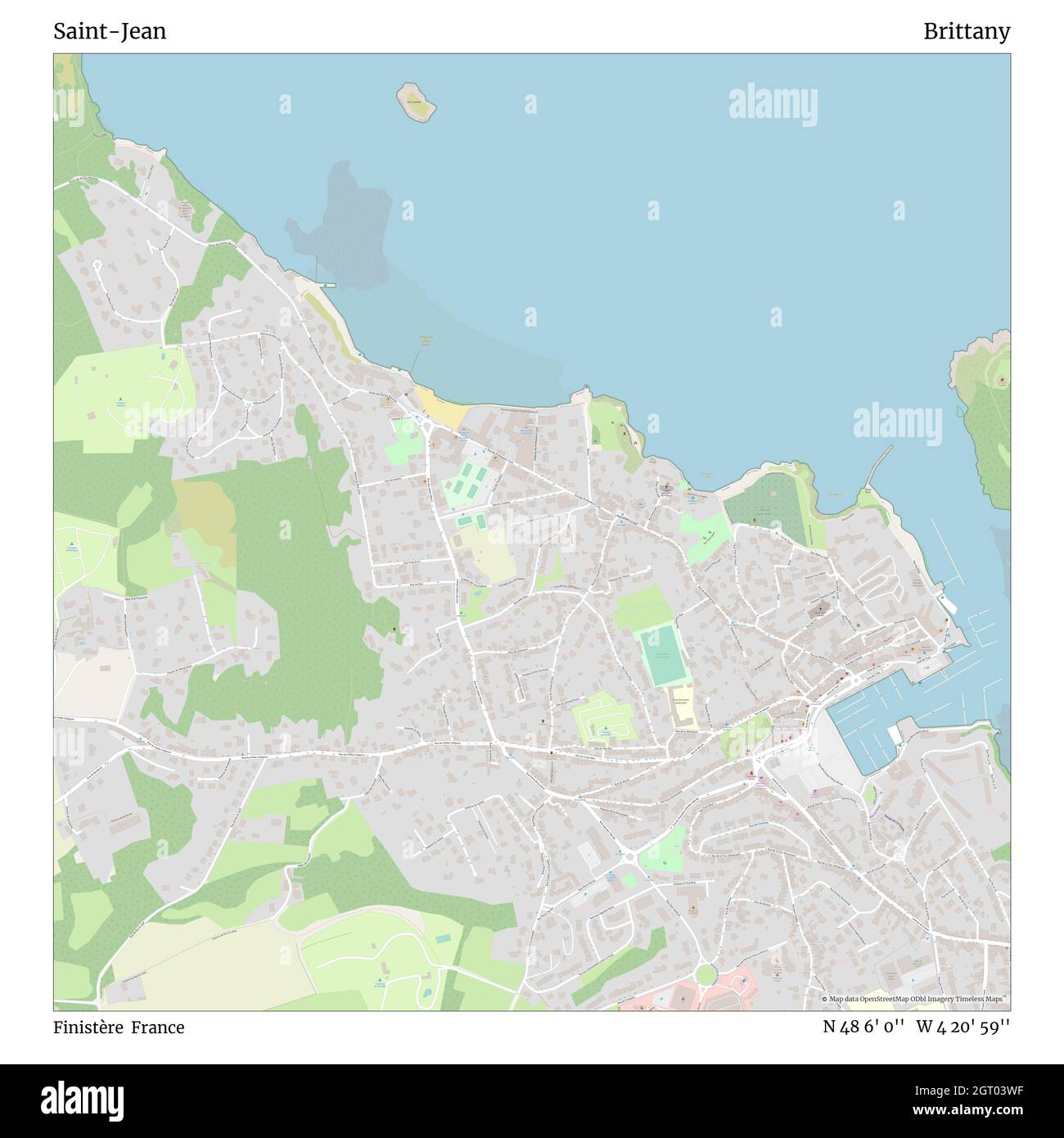 Saint-Jean, Finistère, France, Bretagne, N 48 6' 0', W 4 20' 59'', carte, carte intemporelle publiée en 2021.Les voyageurs, les explorateurs et les aventuriers comme Florence Nightingale, David Livingstone, Ernest Shackleton, Lewis et Clark et Sherlock Holmes se sont appuyés sur des cartes pour planifier leurs voyages dans les coins les plus reculés du monde. Timeless Maps dresse la carte de la plupart des sites du monde, montrant ainsi la réalisation de grands rêves Banque D'Images