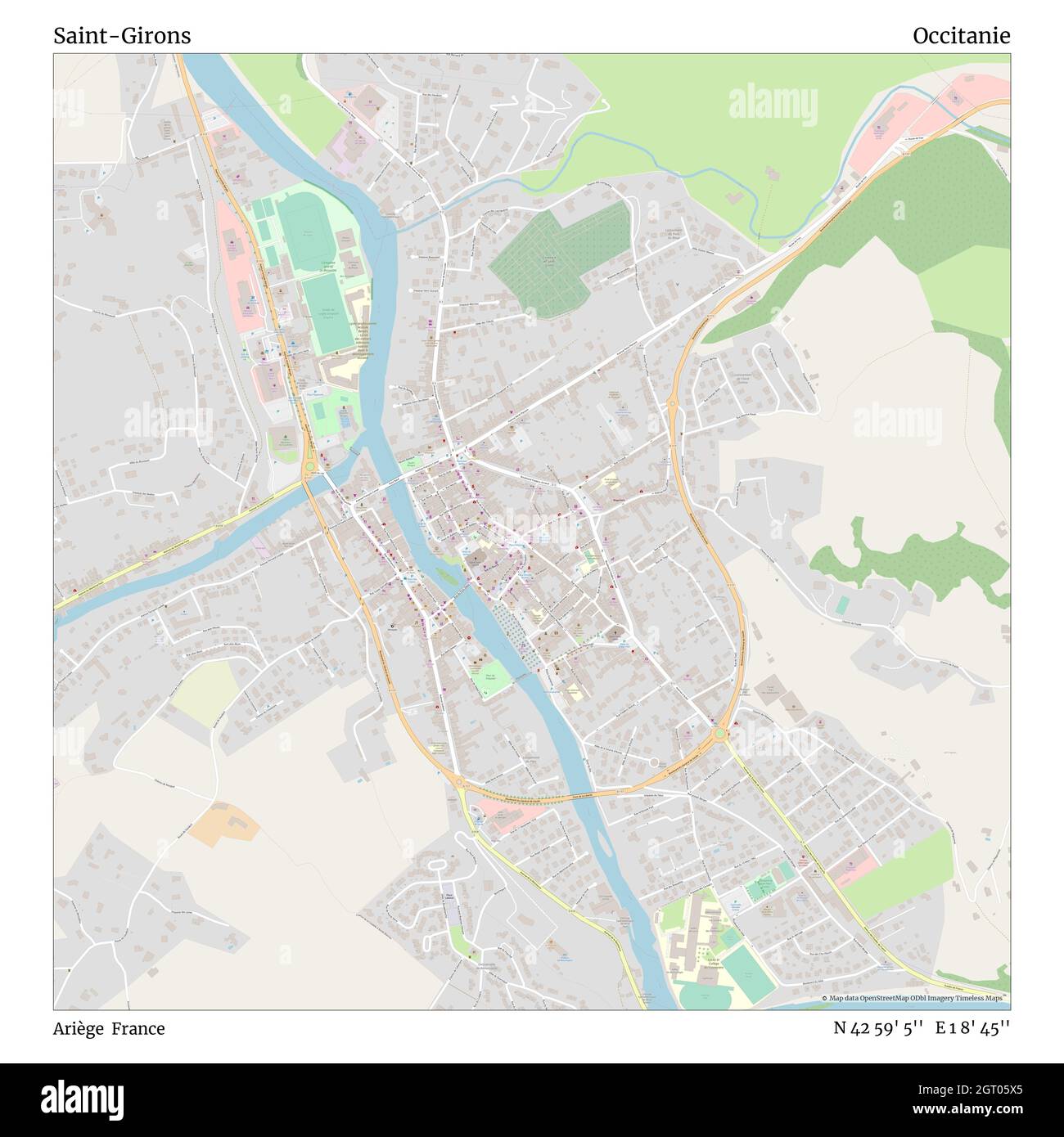 Saint-Girons, Ariège, France, Occitanie, N 42 59' 5'', E 1 8' 45'', carte, Timeless carte publiée en 2021.Les voyageurs, les explorateurs et les aventuriers comme Florence Nightingale, David Livingstone, Ernest Shackleton, Lewis et Clark et Sherlock Holmes se sont appuyés sur des cartes pour planifier leurs voyages dans les coins les plus reculés du monde. Timeless Maps dresse la carte de la plupart des sites du monde, montrant ainsi la réalisation de grands rêves Banque D'Images