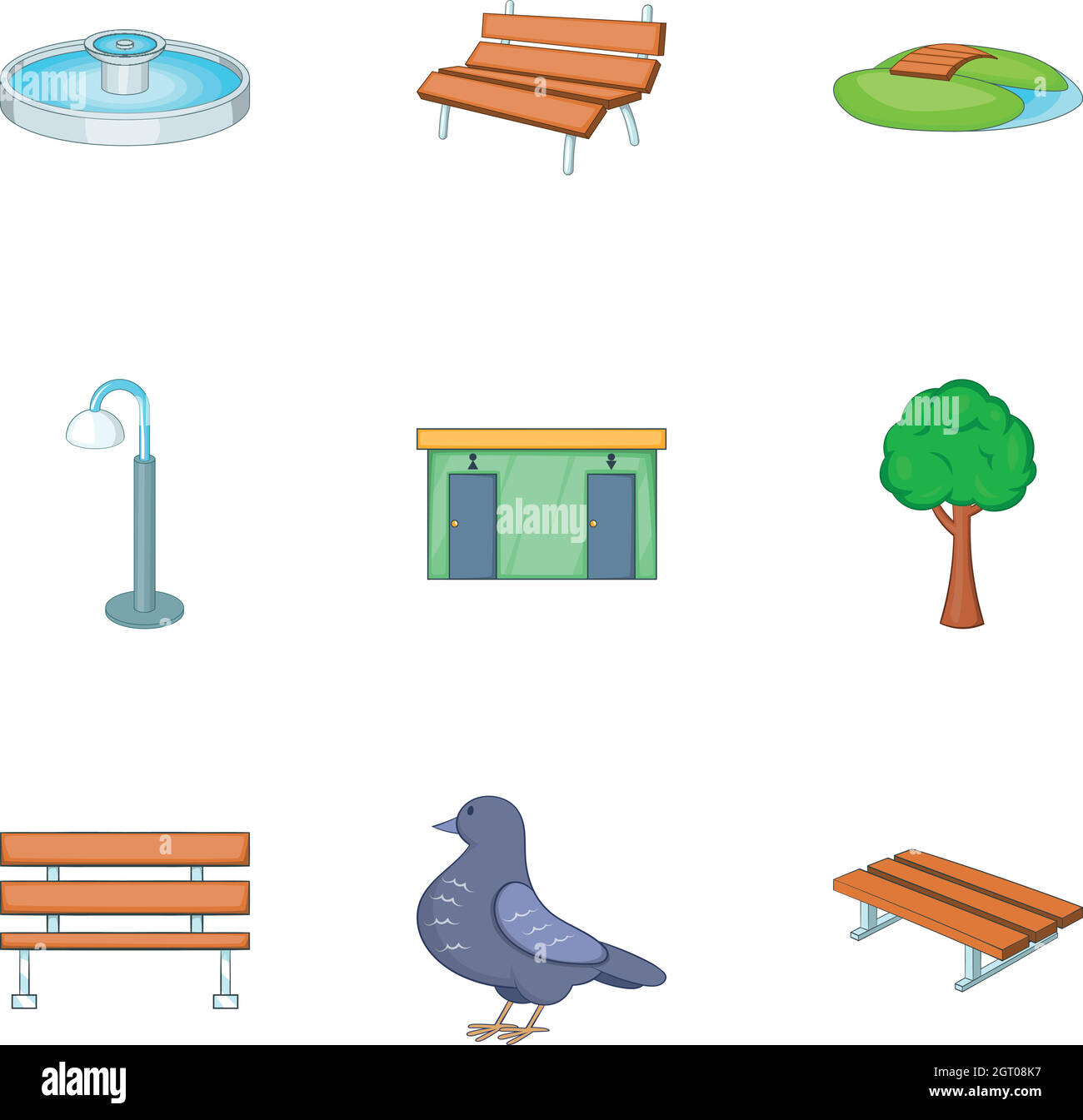 Park icons set, cartoon style Illustration de Vecteur