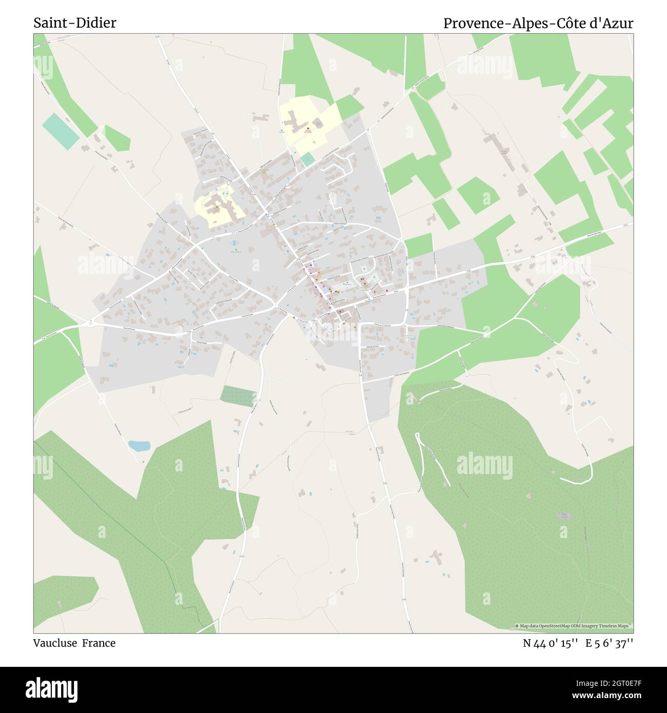 Saint-Didier, Vaucluse, France, Provence-Alpes-Côte d'Azur, N 44 0' 15'', E 5 6' 37'', carte, carte intemporelle publiée en 2021.Les voyageurs, les explorateurs et les aventuriers comme Florence Nightingale, David Livingstone, Ernest Shackleton, Lewis et Clark et Sherlock Holmes se sont appuyés sur des cartes pour planifier leurs voyages dans les coins les plus reculés du monde. Timeless Maps dresse la carte de la plupart des sites du monde, montrant ainsi la réalisation de grands rêves Banque D'Images