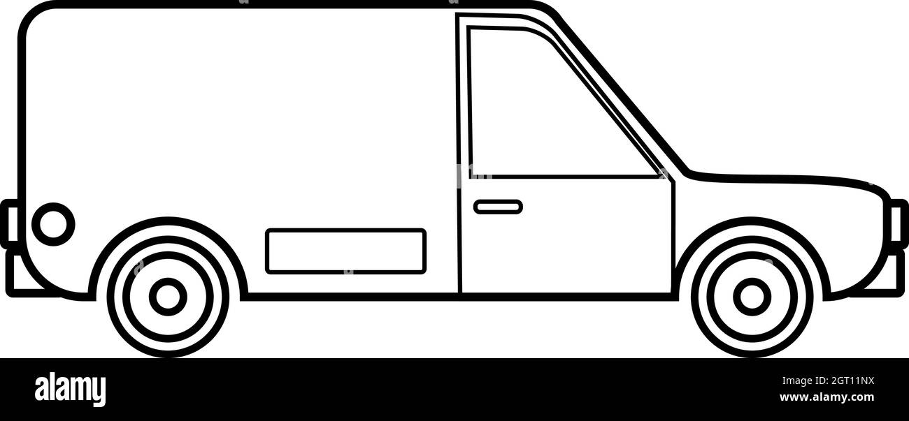 Icône de voiture de livraison, style de contour Illustration de Vecteur